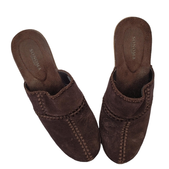 Sonoma | Juliette Bohemian Genuine Suede Leather Brown Slip On Clogs Women's 8 - Picture 8 of 12